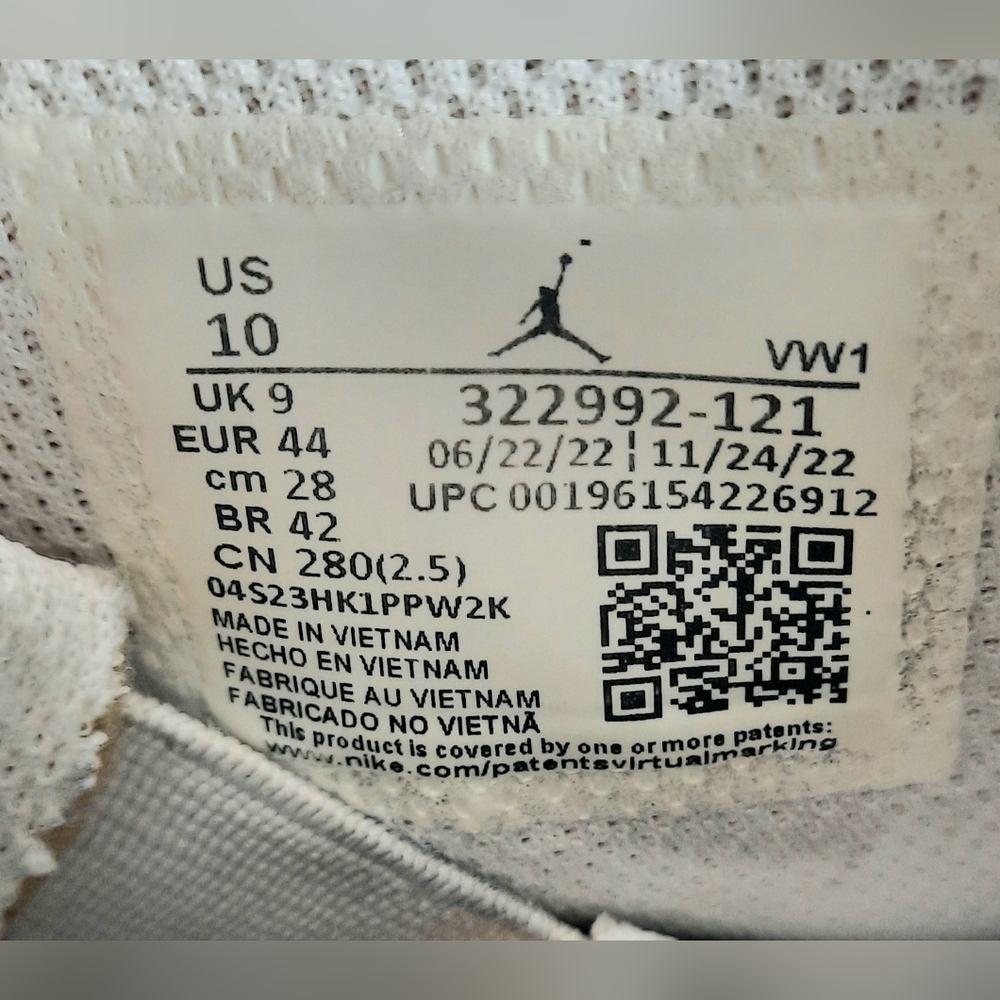 Nike Air Jordan 6 Rings Mens Shoes Size 10 White Cool Gray 322992 121 Sneakers - Picture 10 of 15